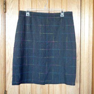 Nicola gray w/rainbow windowpane pencil skirt